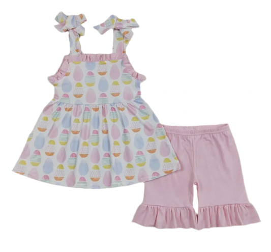 GIRLS EASTER EGG SHORT SET